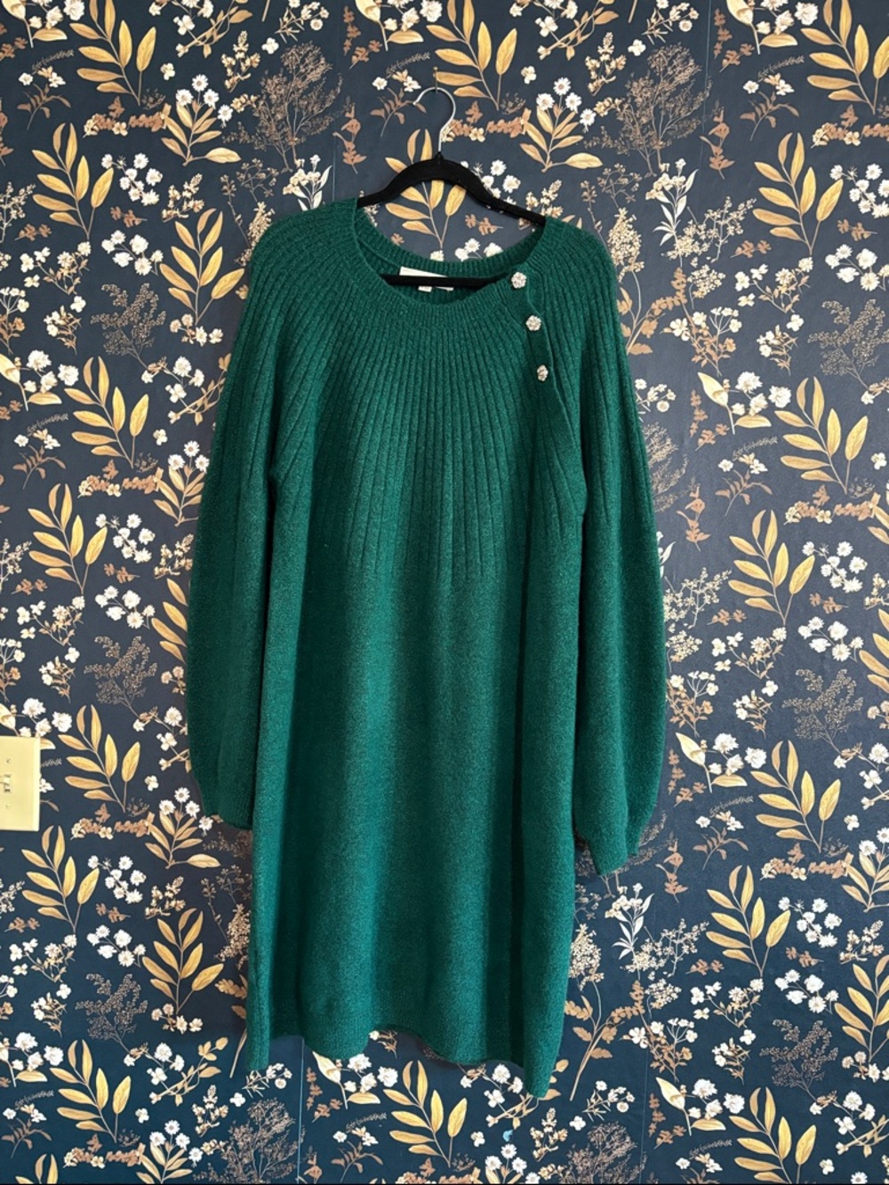 LOFT Emerald Green Sparkle Ribbed Sweater Dress Size XL